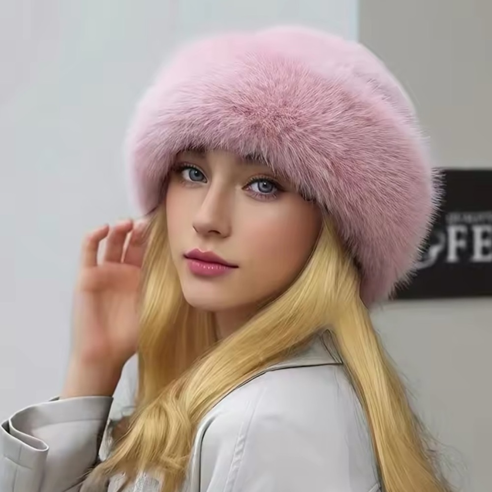 NWT Soft PALE PINK Fuzzy fur faux warm Winter Hat average to large other colors